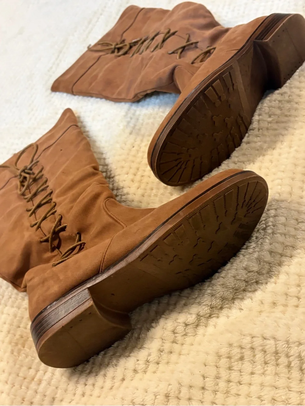 Kids Tall Lace-Back Riding Boots in Brown